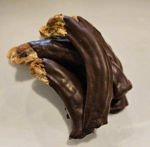 Dark chocolate coated dried banana
