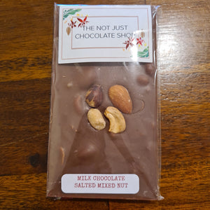 The Not Just Chocolate Shop Milk Chocolate Salted Mixed Nuts Bar