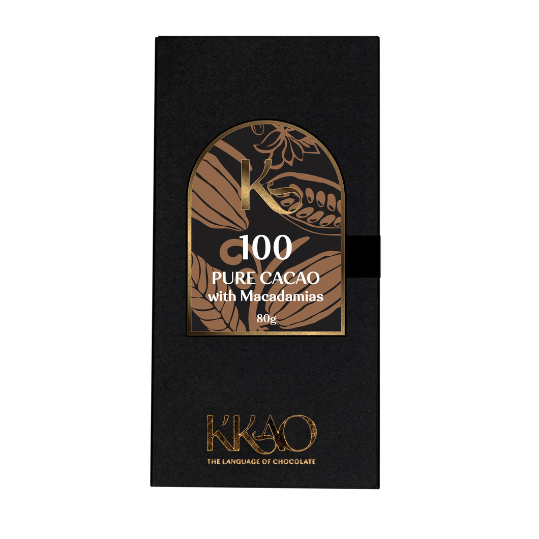 K'KAO 100% WITH MACADAMIA DARK CHOCOLATE