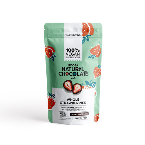 Noosa Natural Chocolate Co. Australian Grown Strawberries Coated in Imported Dark Chocolate