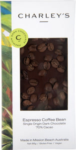 Charley's Chocolate Factory Espresso Coffee Bean Dark Chocolate