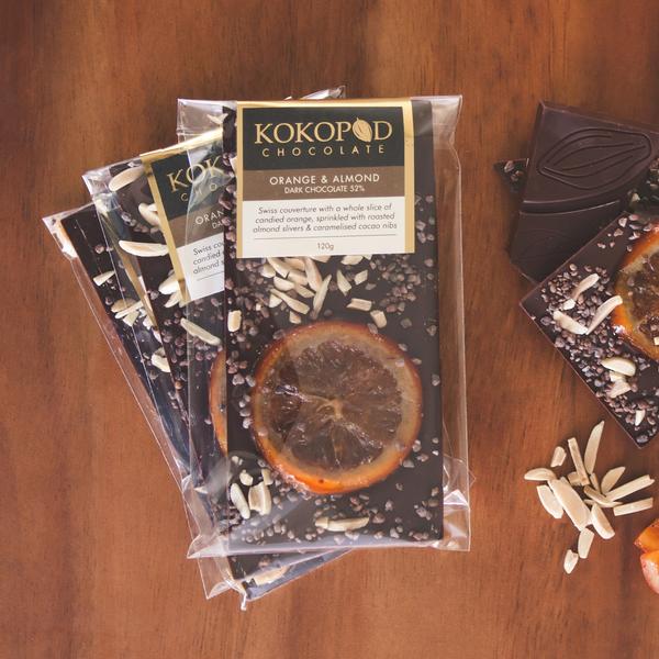 KOKOPOD Orange and Almond Dark Chocolate