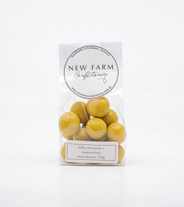 New Farm Confectionery Milk Chocolate and Passionfruit Coated Macadamias