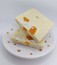 Load image into Gallery viewer, The Not Just Chocolate Shop White Chocolate Apricot and Coconut Bar